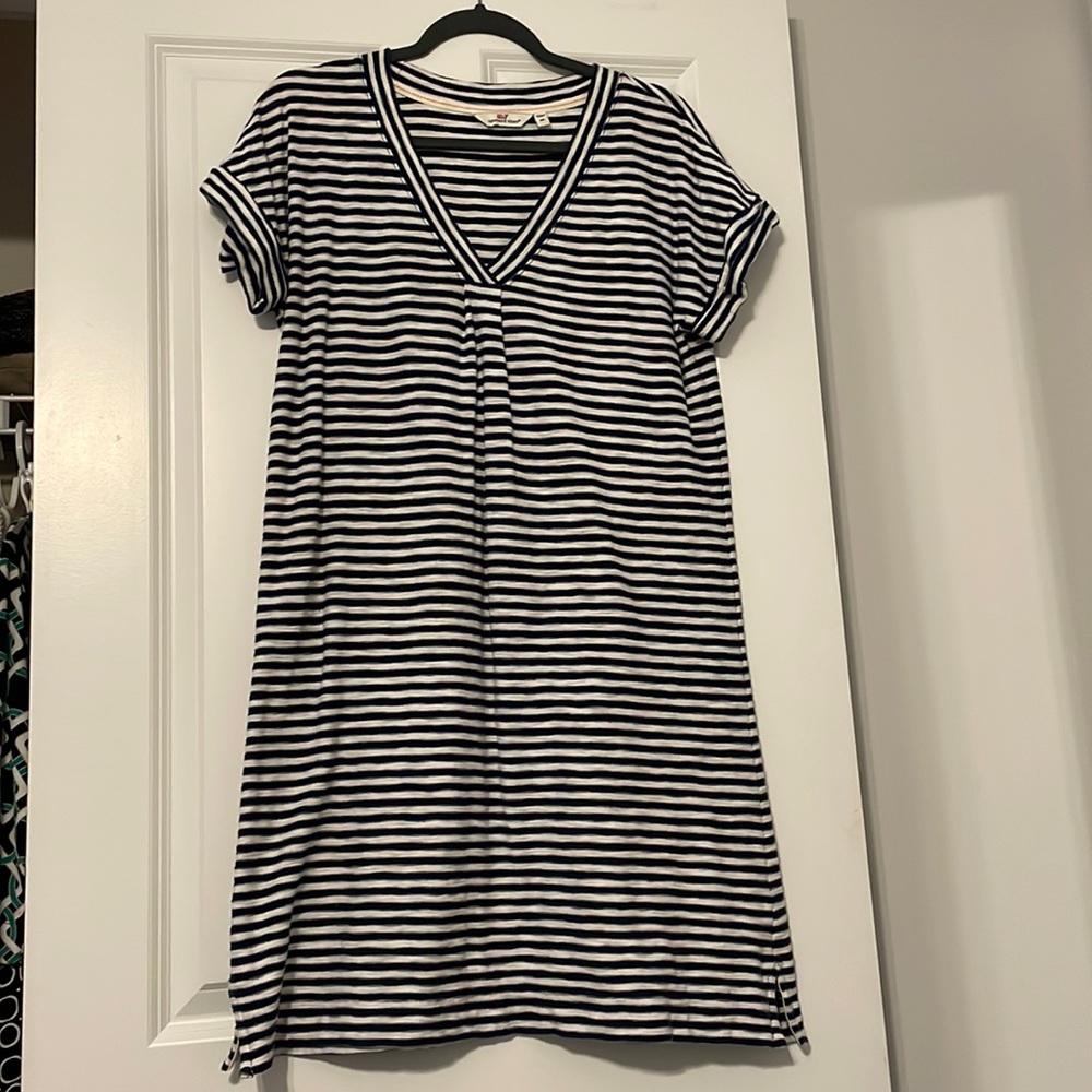 Vineyard Vines M Navy striped cotton dress
